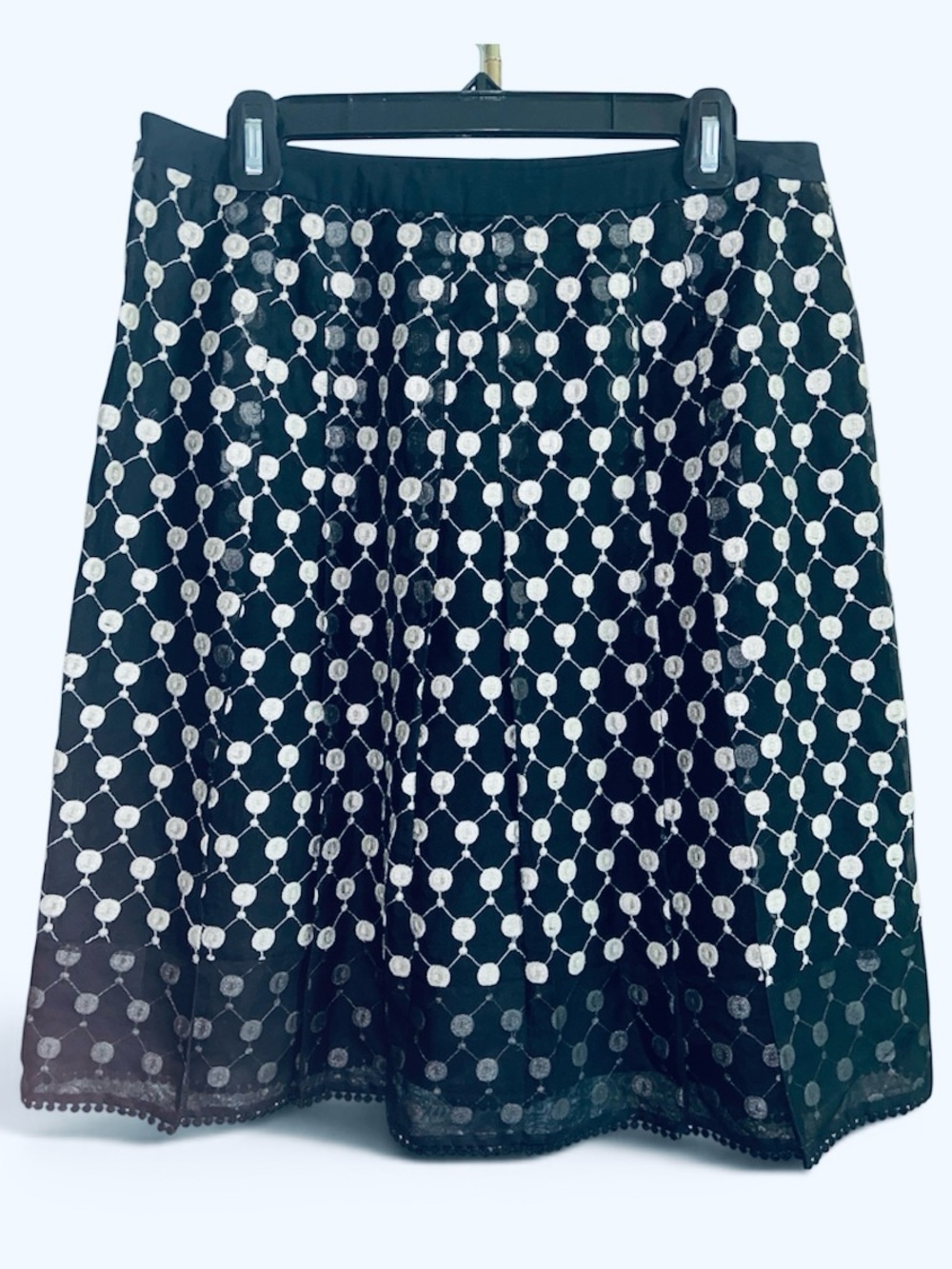 Vintage Ann Taylor Petite 100% Silk Embroidered Mini Skirt in Black & White